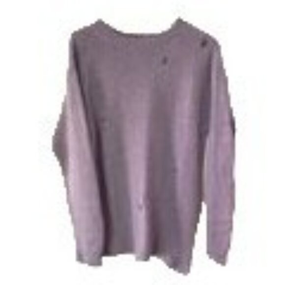 Marc Jacobs Cashmere Sweater Distressed Lavender Purple Crewneck Loose Tie Sz L - Picture 7 of 7